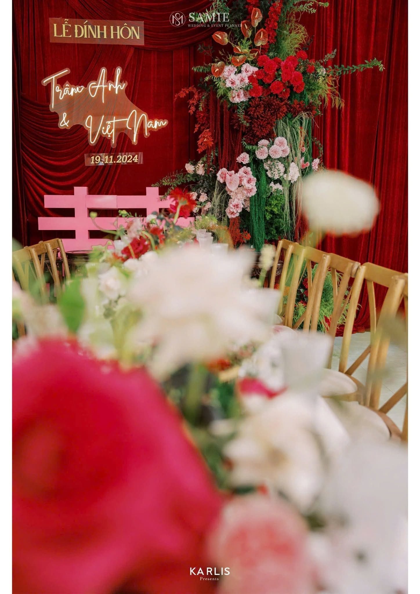 Trâm Anh & Việt Nam's engagement ceremony backdrop